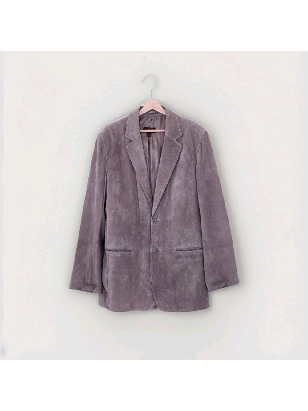 Vtg ​Danier Genuine Suede Blazer Mens XL Taupe Brown Jacket Lined Pockets Edgy